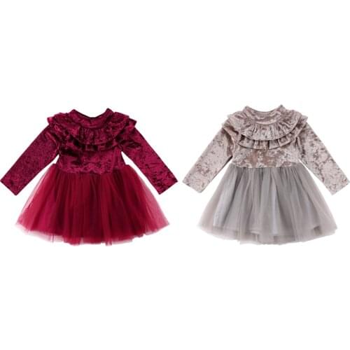 Princess Cute Warm Infant Baby Girl Velvet Long Sleeve Turtleneck Ruffle Solid Lace Tutu Dress 2 Style Outfit Spring Fall Winter