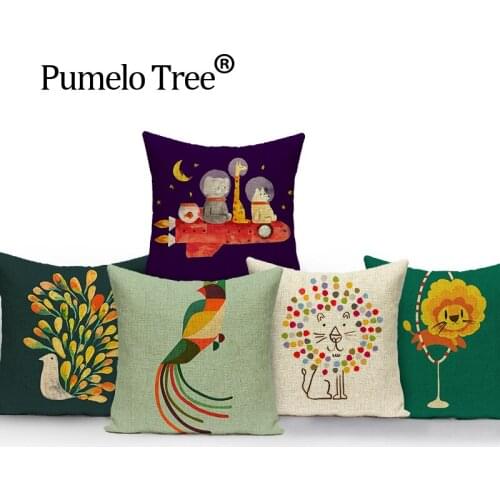 Cartoon animal cushion cover linen custom cushions decorative cover cushion Colorful panda pillow cover home pillowcase