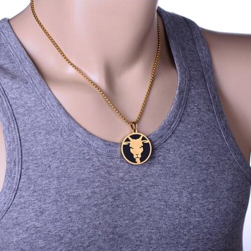 Zodiac sign 12 constellation pendants necklace men stainless steel male accessories simple 2020 gold chain necklace animal