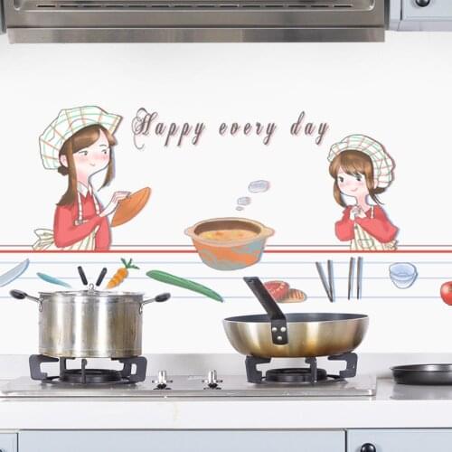 Kitchen Wall Stickers Vinyl Wall Decals Kitchen Cartoon Home Decor Art Murals PVC Dining Room Wallpaper