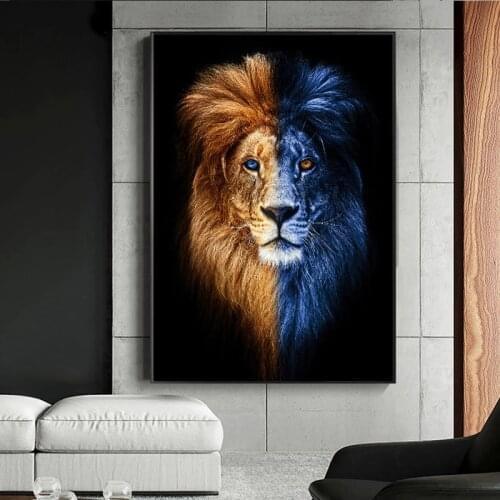 Wall Art Canvas Painting on Canvas Posters and Prints Home Decor Vivid Lion Wall Art Picture Decoration for Living Room Unframed