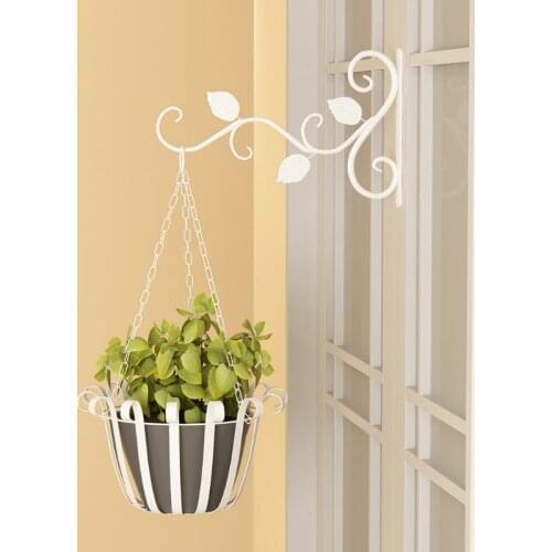 European Style Wall Hanging Flower Pot Support Bracket Hook Iron Hanger Plants Holder Balcony Home Decoration