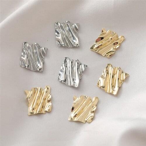New style 50pcs/lot ripple effect geometry Irregular square shape copper floating locket charms diy jewelry earring accessory