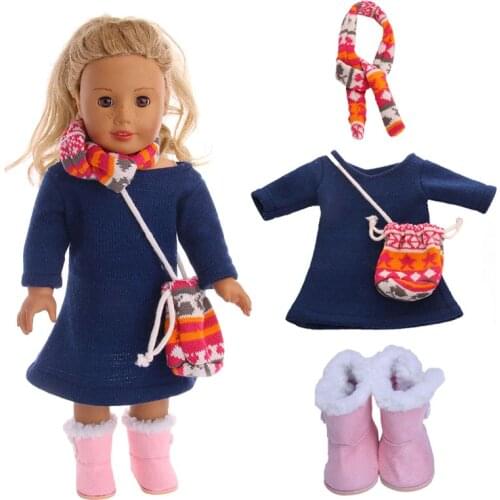 Doll Clothes Fashion Jacket, Denim, Casual Set For 18 Inch American Dolls & 43 Cm Born Baby,Generation, Birthday Girls Toy Gift