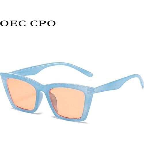 OEC CPO Retro Square Sunglasses Women 2021 Styles Candy Colors Fashion Eyewear Ladies Shades Blue Brown Sun Glasses Men UV400