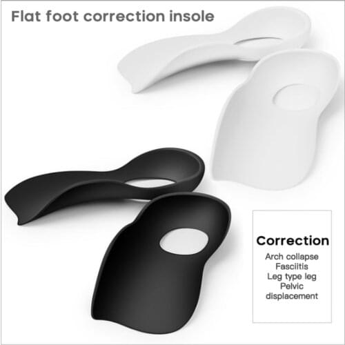 Unisex Flatfoot Orthotics TPR Large Size Insole For Flat Foot O-shaped Legs Arch Support Plantar Fasciitis Shoes Orthotic Pad