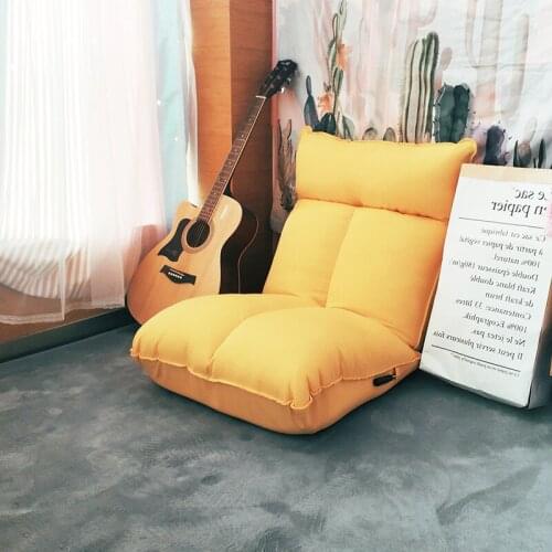 Adjustable Fabric Floor Chair for Balcony Bay Lounge Chaise Backrest Lazy Chair 14-Position Folding Recliner Upholstery