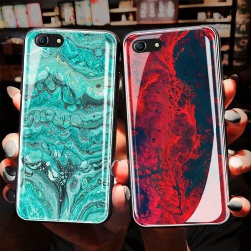 For OPPO A59 A59S F1S A77 F3 Cases Luxury Scrubbing Marble Gold Strip Pattern Glossy Tempered Glass Phone Case Back Cover