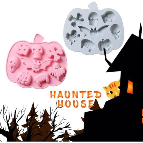 Halloween Pumpkin Silicone Mold Holiday Bat/Ghost Skull/Cake Dessert Chocolate Baking Mold DIY Cake Decoration Accessories