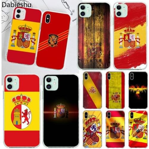 Spain national flag Silicone Black Phone Case for iphone 12 pro max 11 pro XS MAX 8 7 6 6S Plus X 5S SE 2020 XR cover