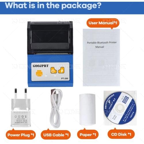 GOOJPRT PT200 58mm Mini Bluetooth Receipt Bill Ticket Thermal POS Printer Restaurant Printer Paper Printing Machine USB