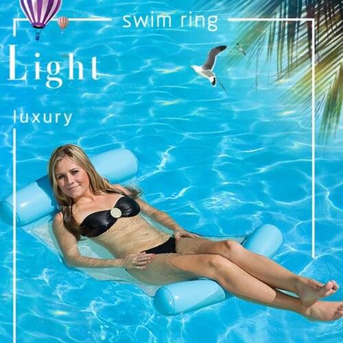 3 Color Floating Inflatable Sleeping Bed Water Pool Float Lounger Chair Float Inflatable Mattress Swimming Pool Accessories