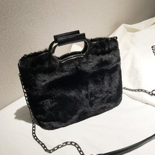 Faux fur ladies Messenger bag furry female handbag large capacity womens shoulder bag girl shopper bag party bags new discount