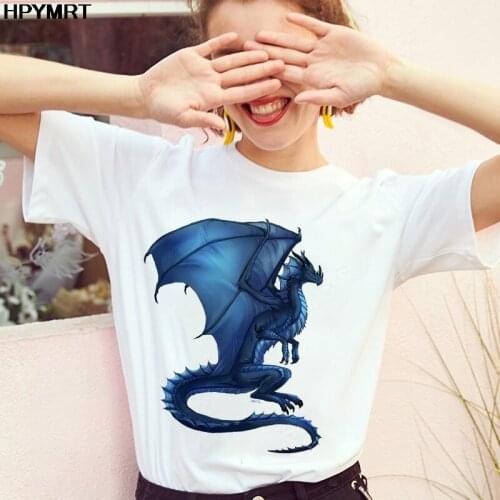 Dragon Printed Tshirt Women Harajuku Casual Loose Tee Shirt Femme Short Sleeve T-shirt female clothing new fashion t shirt tops