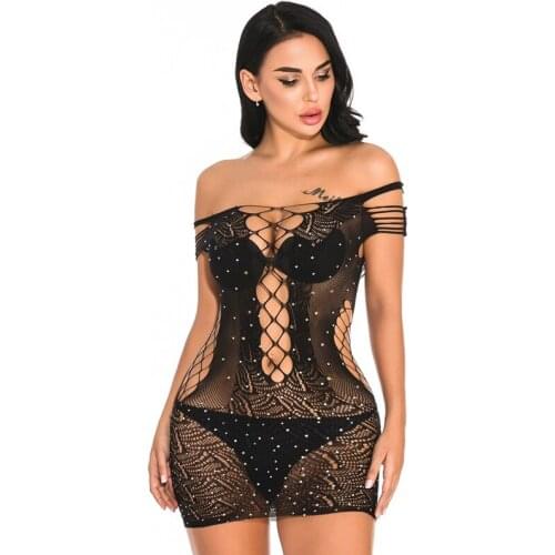 Black Lace Body Suits Lingerie Lace Dress Babydoll Womens Underwear Nightwear Sleepwear Sexy Night Bodysuits Elastic Dress