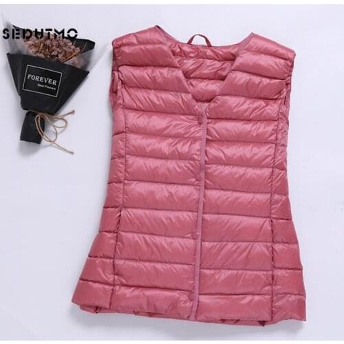SEDUTMO Winter Ultra Light Womens Down Vest Plus Size 4XL Jackets Thin Duck Down Coat Short Puffer Jacket Slim Waistcoat