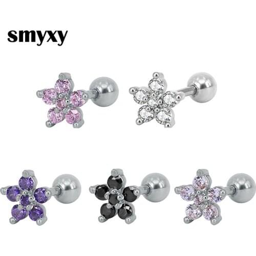 1 piece Women Simple Small Earrings Titanium/Stainless Steel Zircon Ear Studs Piercing Jewelry Cartilage Helix Ear Bone Nail