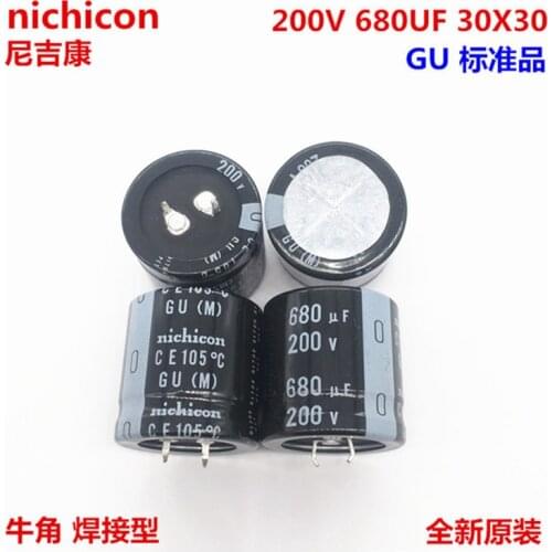 2PCS/10PCS 680uf 200v Nichicon GU 30x30mm 200V680uF Snap-in PSU Capacitor