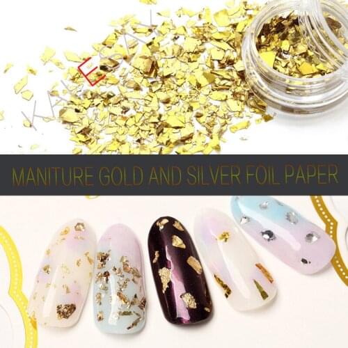 3D Nail Art Gold Silver Glitter Manicure Nail Foil Transfer Paillette Laser Decal Decor Nail Decoration Charm Nails Accessoires