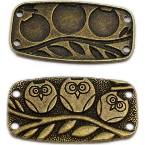 50PCS Alloy Ancient Silver Bronze Owl Connectors Jewelry Accessories For DIY Handmade Key chains Bracelets Making Materials