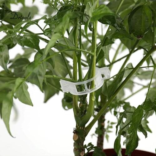 50pcs-pack Quality Durable Plastic Sling Clips Fastener Plant Vines Tomato Vegetable Bush Tendril Binder Farming Clip GT051