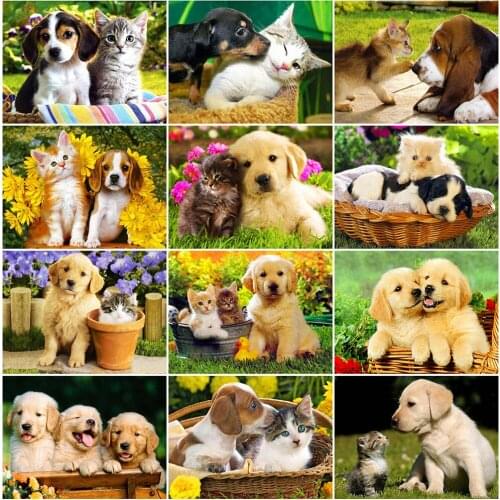 EverShine Diamond Painting Animal Picture Of Rhinestones Diamond Embroidery Dog Cross Stitch Mosaic Full Drill Square Home Decor