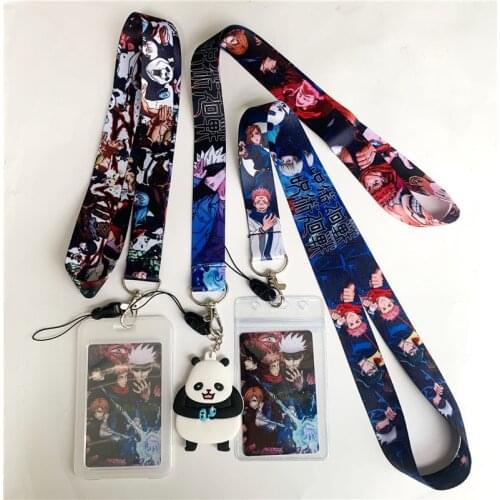 Anime Jujutsu Kaisen pang da Lanyard Neck Straps Holder Pendant Keyring Charms Mobile Phone Cosplay Keychain Accessories Gift