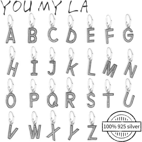 Free Shipping 100% 925 Sterling Silver Charm Letter Alphabet Beads Fit Original Bracelet For Women DIY Jewelry S925 Pendant