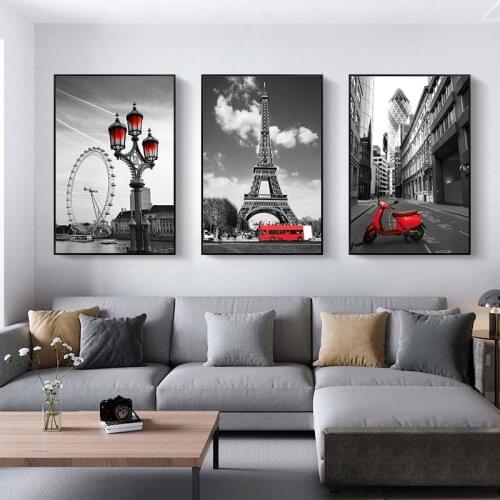 Black White Eiffel Tower London Eye Wall Art Canvas Painting Posters And Prints Wall Pictures For Living Room Cuadros Decoracion