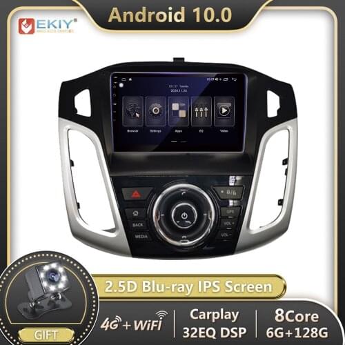 EKIY 8 core 6+128G DSP Android 10 For Ford Focus 2012-2015 Car Radio Multimedia Blu-ray IPS Screen Navigation Stereo GPS no 2din