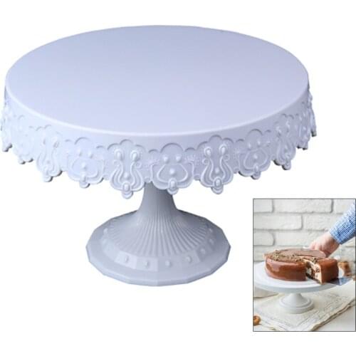Elegant Lace Wedding Party Cake Stand Turntable Plate Fruit Pan Cupcake Pastry Holder for Wedding Party Birthday Decoration