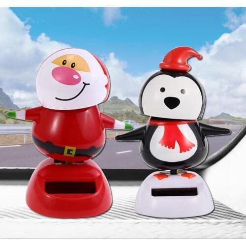 HOT SALE Solar Shaking Head Doll Solar Swinging Santa Car Decoration Cartoon Car Doll Car Interior Kids Toys Gift Dropshipping