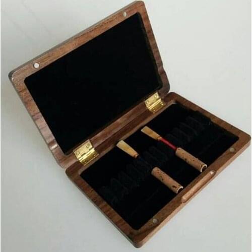 Beautiful Wooden oboe reed case hold 12 pcs reeds Strong black walnut wood