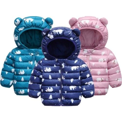 New Baby Boys Jacket Autumn Winter Cartoon Bear Coat For Boys 5 Color Warm Hooded Outerwear Children Clothes Infant Boys Coat