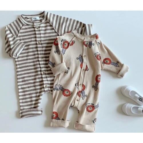 MILANCEL 2021 baby clothes single breast baby girls romper lion print infant boys clothing