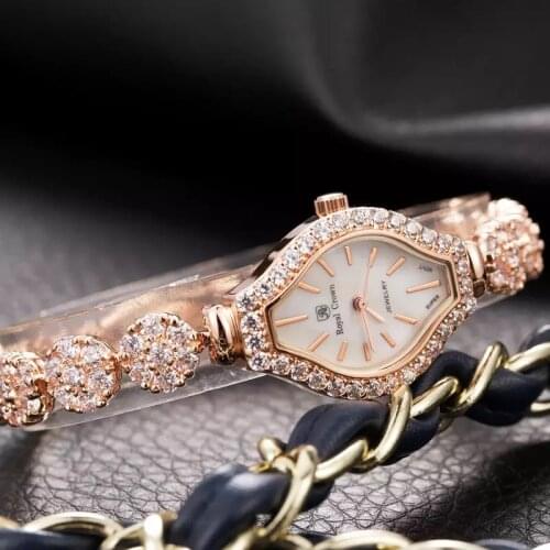 Fashion Women Full Crystals Jewelry Watches Luxury Rhinestone Bracelet Watch Waterproof Quartz Roman Wrist Watch Lotus