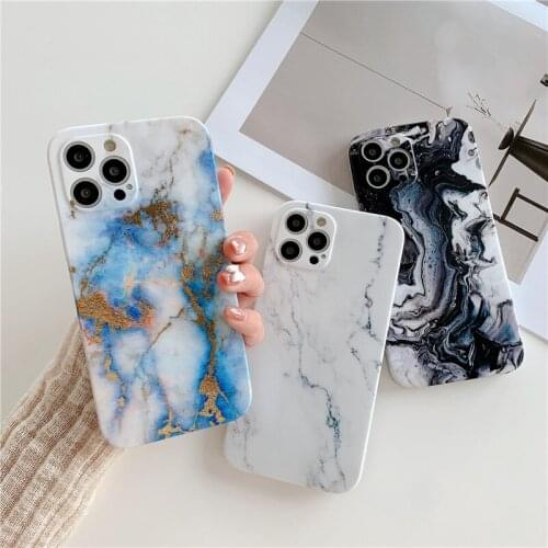Marble Phone Case For iPhone 12 11 Pro Max XR XS XS X 7 8 Plus SE 2020 11 12 Pro Soft Lens Camera Protection Shockproof Cover