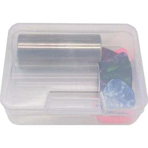 OOTDTY Guitar Slides Set 1 Glass Slide, 1 Stainless Steel Slide and 10 Guitar Picks in Box for Guitar, Bass, Medium