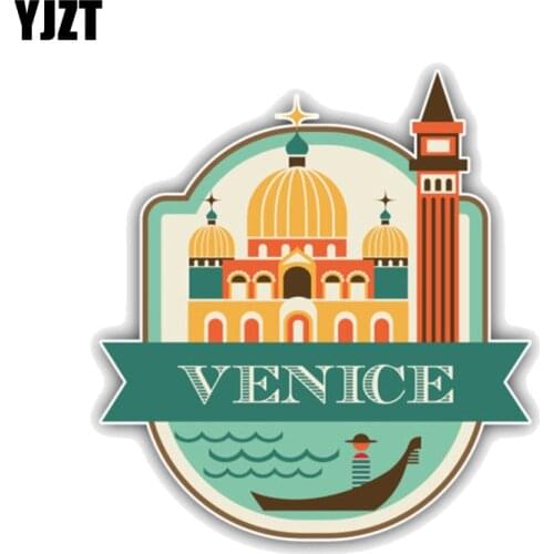 YJZT 12.7CM*13.9CM Funny Venice City Italy Travel PVC Motorcycle Car Sticker 11-00429