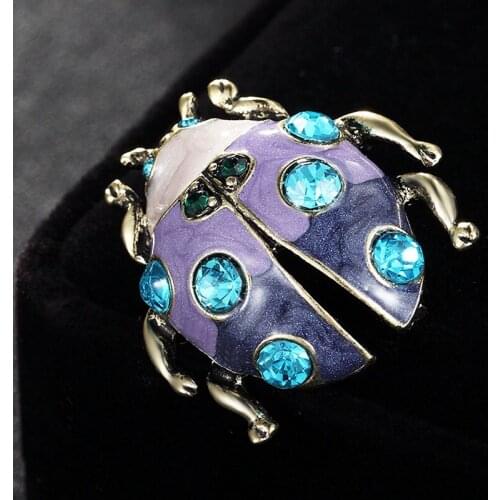 Small Size Insect Brooches Jewelry For Men Accessory Cute ladybug Pin Brooch Brand Enamel Purple Blue Hijab Pins And Hats Bijoux