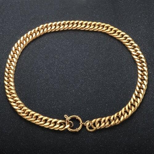 Stainless Steel Curb Cuban Link Chain Choker Necklace Gold Plated Necklace For Women Hip Hop Punk Necklace Jewlery Wholesale