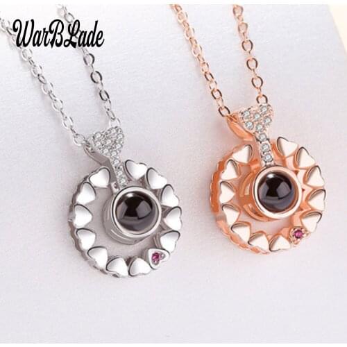 New 100 Languages I Love You Necklace For Women Love Memory Projection Wedding Pendant Necklace Choker Gift For Lover
