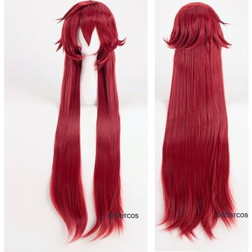Kuroshitsuji Black Butler Grell Sutcliff Cosplay Wigs Red Long Straight Heat Resistant Synthetic Hair Wig + Wig Cap