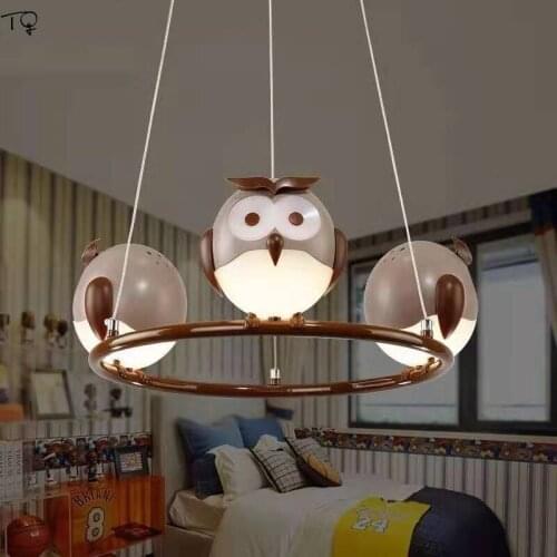 Modern Cartoon Animal Cute Owl Pendant Lights Led Kids Room Light Boys Room Bedroom Creative Eye Protect Celling Light Luminaire