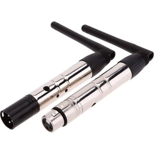 1 Pairs DMX 512 Wireless Signal Transmitter Receiver 2.4G 2pcs DMX Wireless Plug Male Female 2 in 1 XLR Receiver Transmitter