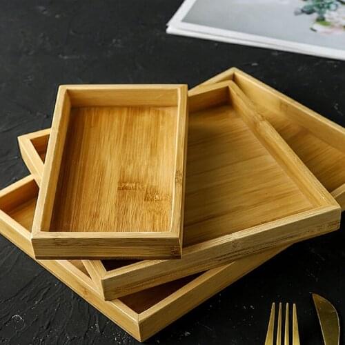 Simplicity Storage Tray Snack Platter Saucer Fruit Dessert Plate Coffee Table Desktop Bamboo Wood Dressing Table Jewelry Trays