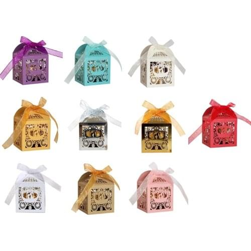 Cutting Box 100 Pieces Wedding Car Lover Gift Box Wedding Party Gift Box Hollow Out Candy Box Wedding Bride Showe