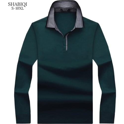 SHABIQI 2019 New Brands Mens Long Sleeve POLO Shirts Long Sleeve Camisas Polo Stand Collar Male Polo Shirt Plus Size M-9XL 10XL