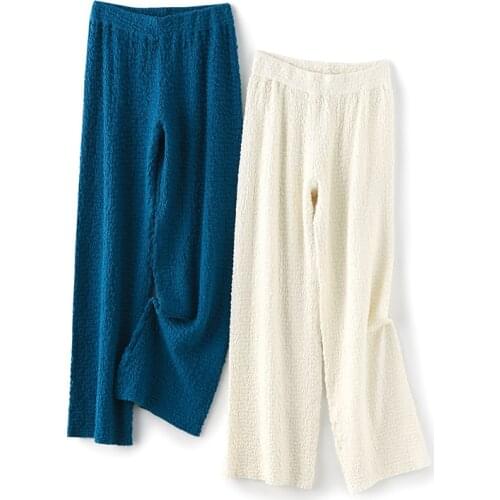 Wool wide leg pants womens new autumn winter knitting casual pants in 2020