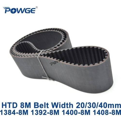 POWGE HTD 8M synchronous Timing belt C=1384/1392/1400/1408 width 20/30/40mm Teeth 173 174 175 176 HTD8M 1384-8M 1392-8M 1400-8M